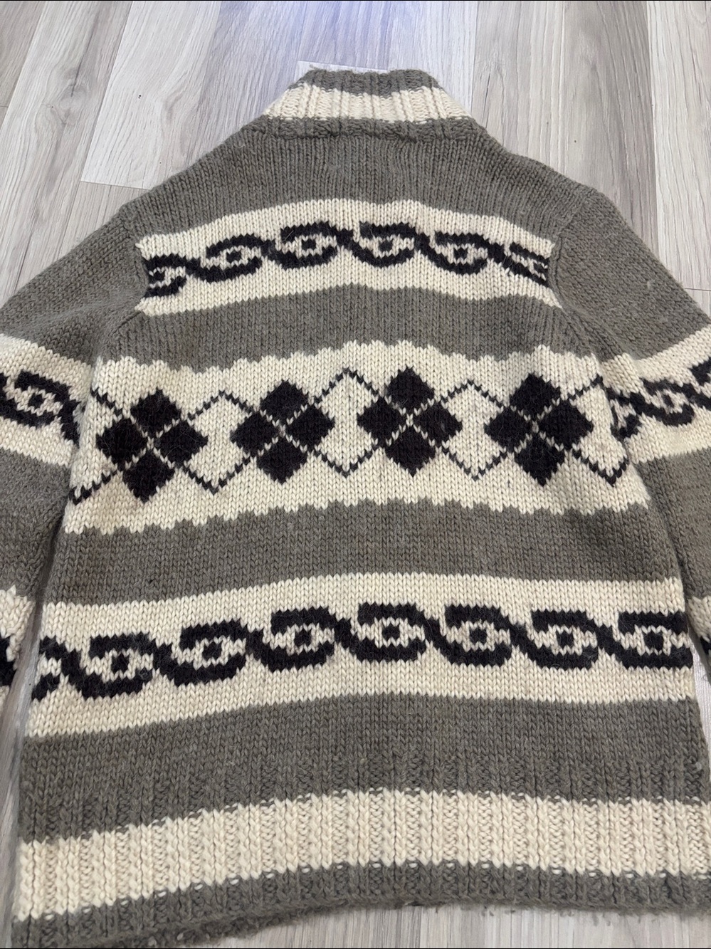 American Eagle Outfitters Wool Alpaca Gray & Cream Patterned Zip-Up Sweater Sz M - Picture 8 of 13